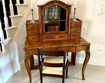 Outstanding Quality Antique Victorian Burr Walnut Bonheur De Jour Writing Desk