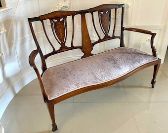 Antikes Edwardian Mahagoni Intarsien Sofa