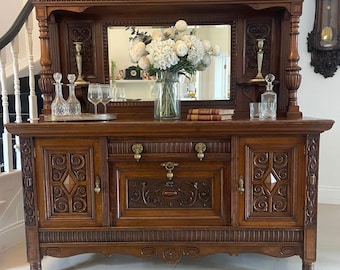 Outstanding Quality Antique Victorian Carved Oak Sideboard