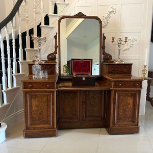 Exhibition Quality Antique Victorian Burr Walnut Dressing Table