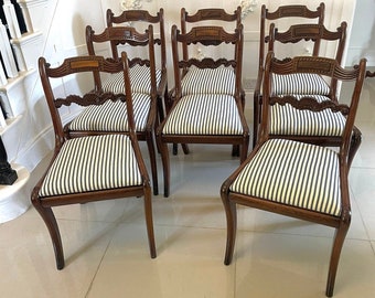 Set of 8 Antique Regency Quality Mahogany Dining Chairs