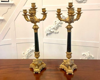 Quality Pair of Antique Regency Ornate Ormolu Four Arm Candelabra