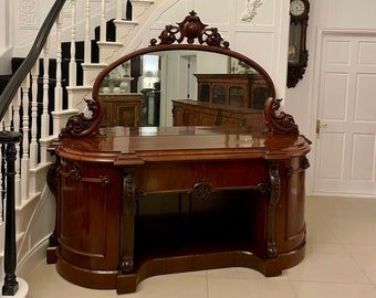 Outstanding Quality Antique Victorian Carved Mahogany Mirror Back Sideboard