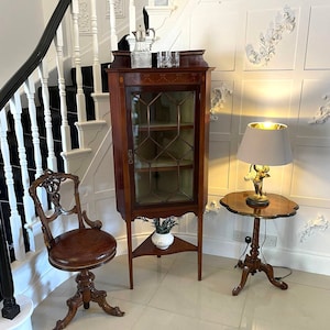 Antique Quality Edwardian Mahogany Inlaid Corner Cabinet