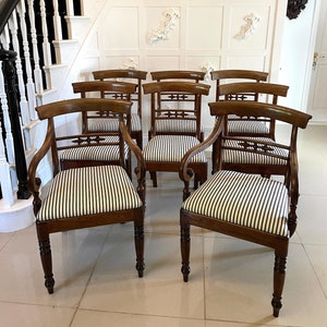 Set of 8 Antique Regency Quality Mahogany Dining Chairs