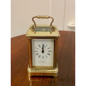 Antique Edwardian Quality Miniature Brass Carriage Clock By J C Vickery, London