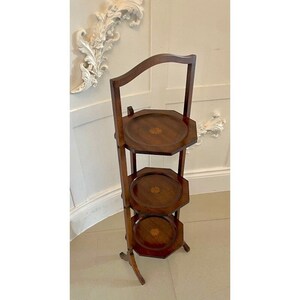 Antique Edwardian Mahogany Inlaid Cake Stand