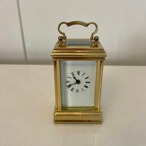 Antique Edwardian French Quality Brass Miniature Carriage Clock