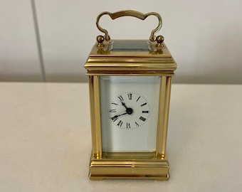 Antique Edwardian French Quality Brass Miniature Carriage Clock