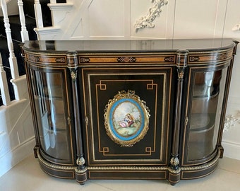 Antike französische ebonisierte und Amboyna-Anrichte/Sideboard