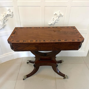 Tavolo da gioco/consolle antico in mogano Regency del XIX secolo di qualità eccezionale