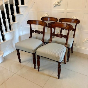 Set of 4 Antique Regency Quality Carved Mahogany Dining Chairs