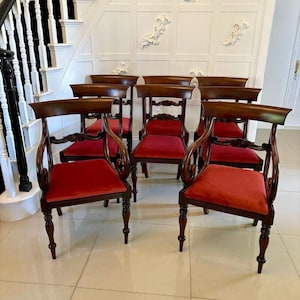 Set of 8 Antique Regency Quality Mahogany Dining Chairs