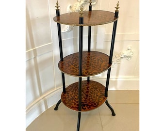 Antique Victorian Three Tier Oval Inlaid Stand/Display Shelves