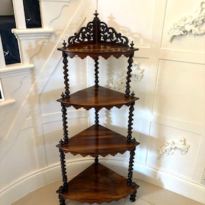 Superb Quality Antique Victorian 4 Tier Rosewood Corner Whatnot