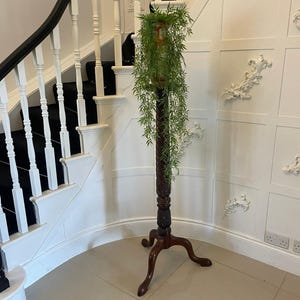 Antique 19th Century Carved Mahogany Torchere/Plant Stand