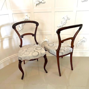 Exceptional Pair of Antique 19th Century Victorian Carved Rosewood Side Chairs