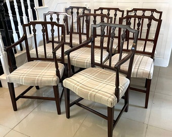 Fine Set of 8 Antique George III Mahogany Dining Chairs