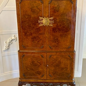 Outstanding Quality Antique Burr Walnut Cocktail Cabinet