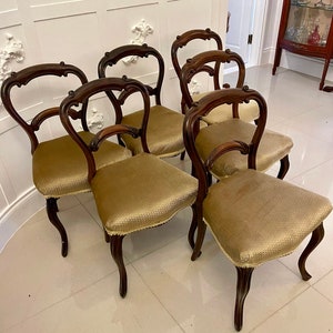 Set of 6 Antique Victorian Quality Rosewood Dining Chairs