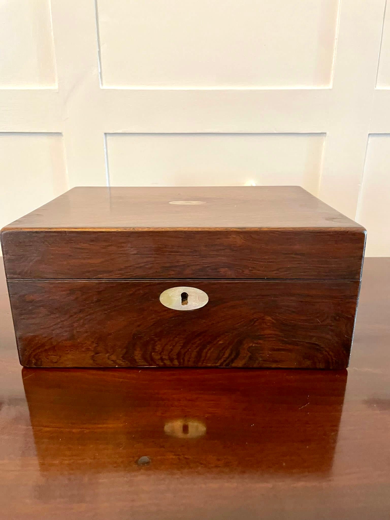 Ajuny Wooden Jewellery Box Storage Handcarved From Rosewood With Brass Inlay Decorative Gifts 