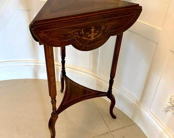 Antieke edwardiaans palissander ingelegde bladlamp/bijzettafel