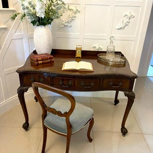 Antique Victorian Quality Carved Mahogany Desk/Console Table