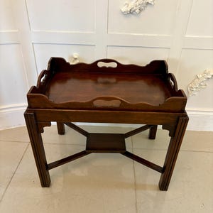Antique Edwardian Quality Mahogany Butlers Tray on Stand