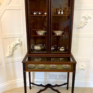 Antique Victorian Quality Carved Mahogany Bijouterie Display Cabinet