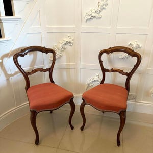 Pair of Quality Antique Victorian Carved Rosewood Side Chairs