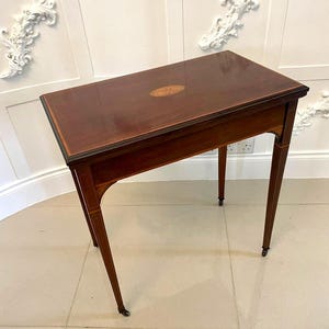 Antique Edwardian Quality Mahogany Inlaid Games Table