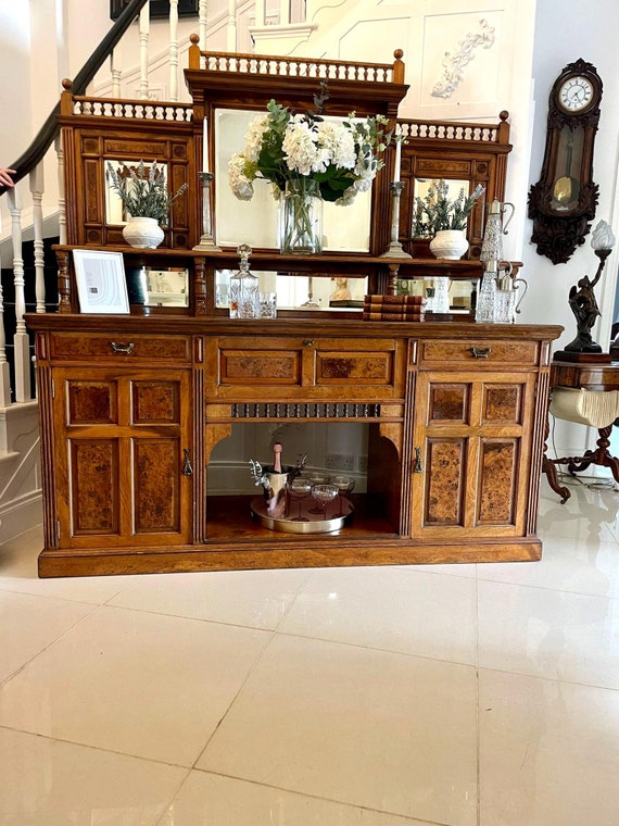 Outstanding Quality Antique Victorian Pollard Oak Mirror Back