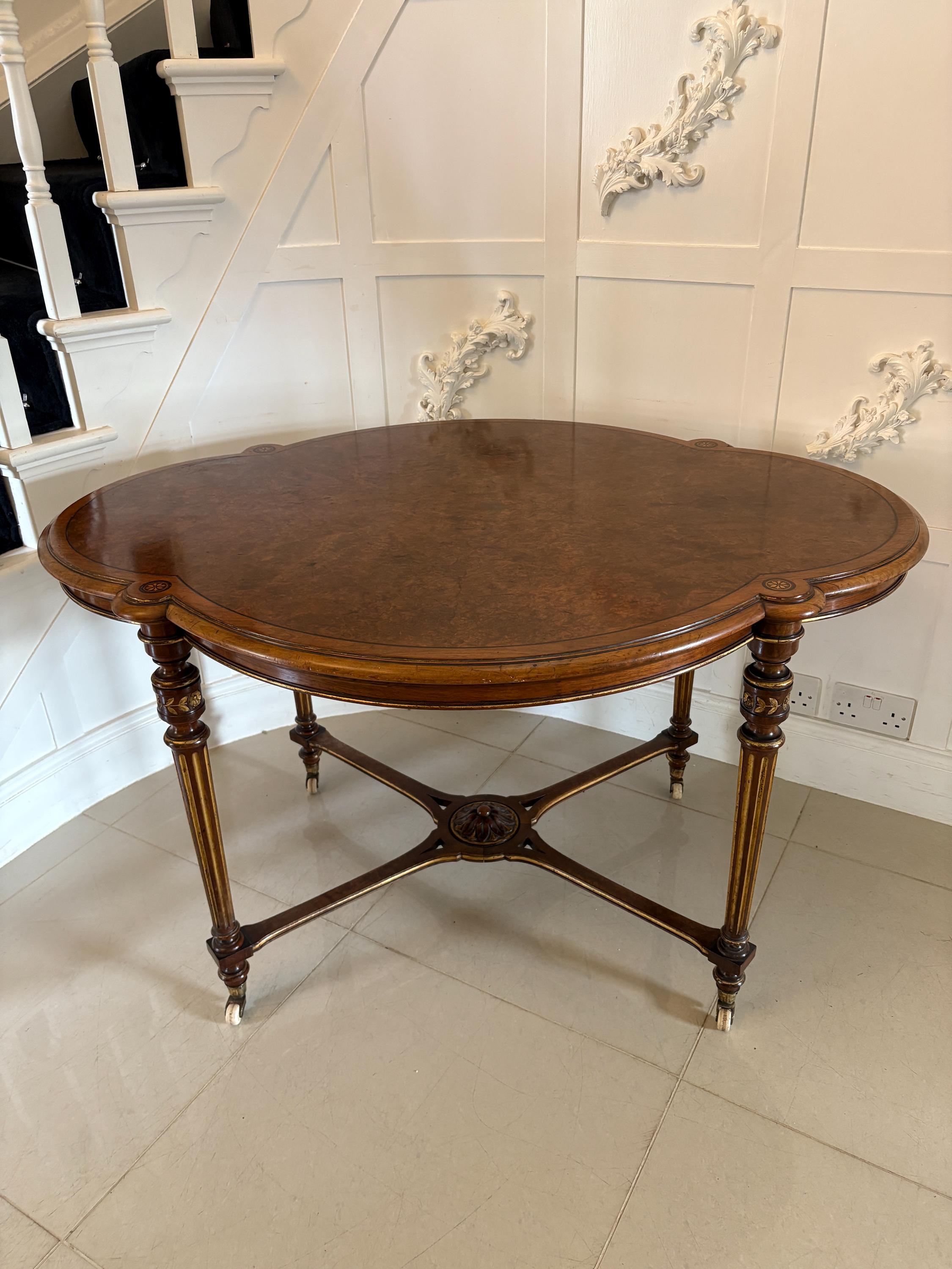 Outstanding Quality Antique Victorian Burr Walnut Inlaid Centre 