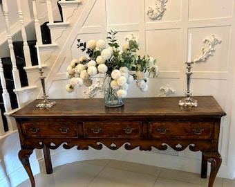 Antique Georgian Style Oak Dresser Base Sideboard Cabriole Leg Console Table