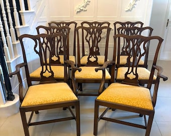Antique Victorian Mahogany Dining Chairs Set of Eight 6 Singles 2 Carvers English