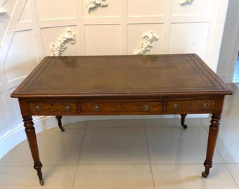 Antique Georgian Mahogany Partners Library Writing Desk With Leather Slide