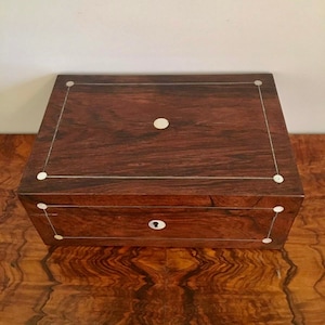 Victorian Rosewood and Mother-of-Pearl Jewellery/Sewing Box