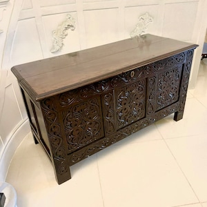 Antique Early 18th Century Carved Oak Coffer/Chest