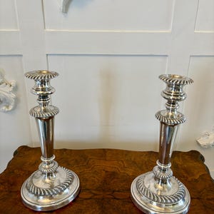 Quality Pair of Antique Victorian Silver Plated Candlesticks