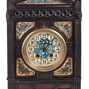 Antique Victorian 19th Century Ebonised Aesthetic Movement Mantel Clock