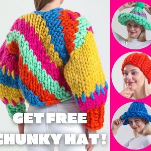 Design Chunky Knit Cardigan , Colorful Fluffy Jacket , Wool Cardigan , Merino Wool Women Cardigan , Knit Jacket for Woman