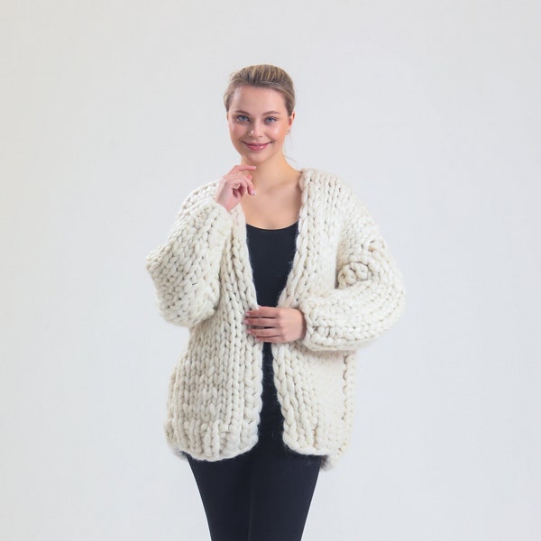 Chunky Knit Cardigan - Etsy