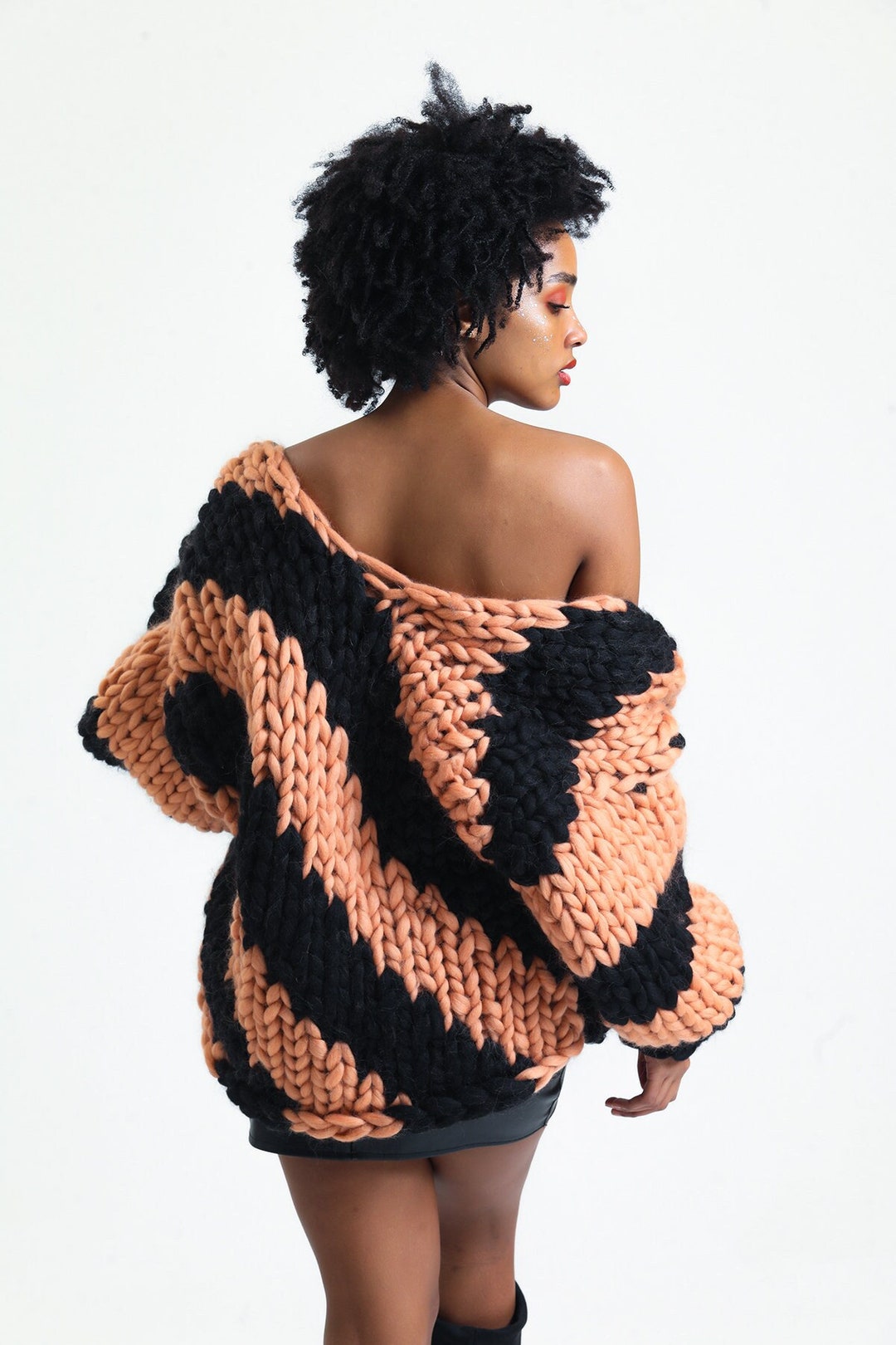 Chunky Knit Cardigan , Chunky Cardigan Patchwork , Unique&wool , Merino ...