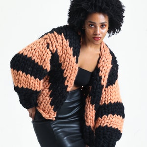 Chunky Knit Cardigan , Chunky Cardigan Patchwork , Unique&Wool , Merino Wool Cardigan , Knit Jacket for Woman and Men image 5
