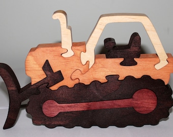 Bulldozer scroll saw puzzle digital pattern
