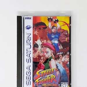 Street Fighter Collection -  Sega Saturn Reproduction Game + longbox, sponge & protective case