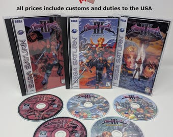 Shining Force 3 set -  Sega Saturn Reproduction Game + longbox, sponge & protective case