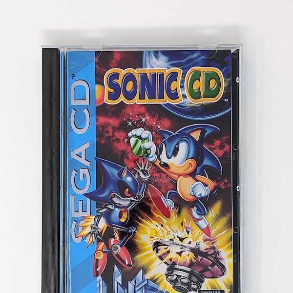 Sonic CD - Juego Sega CD + caja larga, esponja y funda protectora