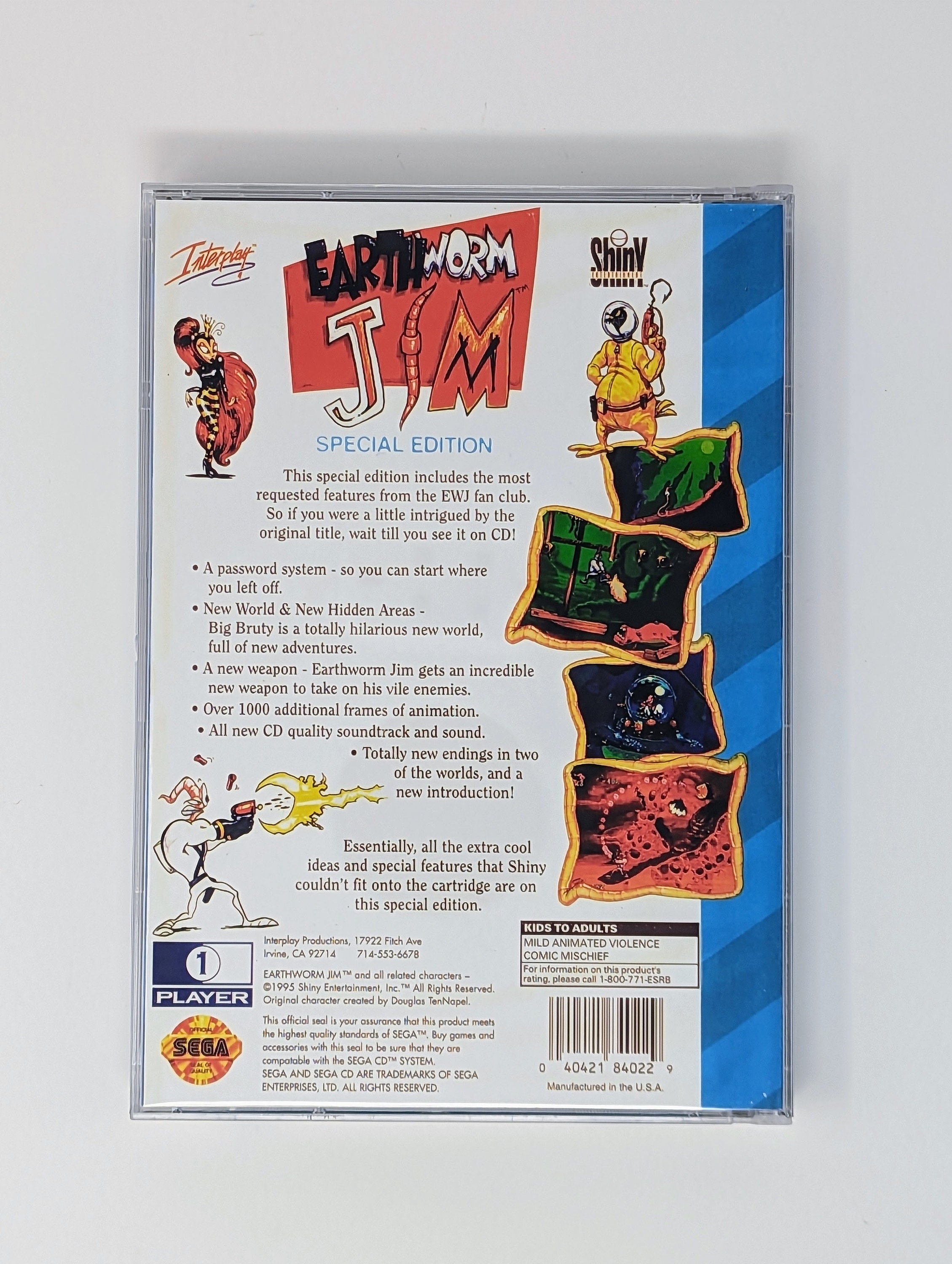 Earthworm Jim SE - Sega CD Reproduction Game + Longbox, Sponge