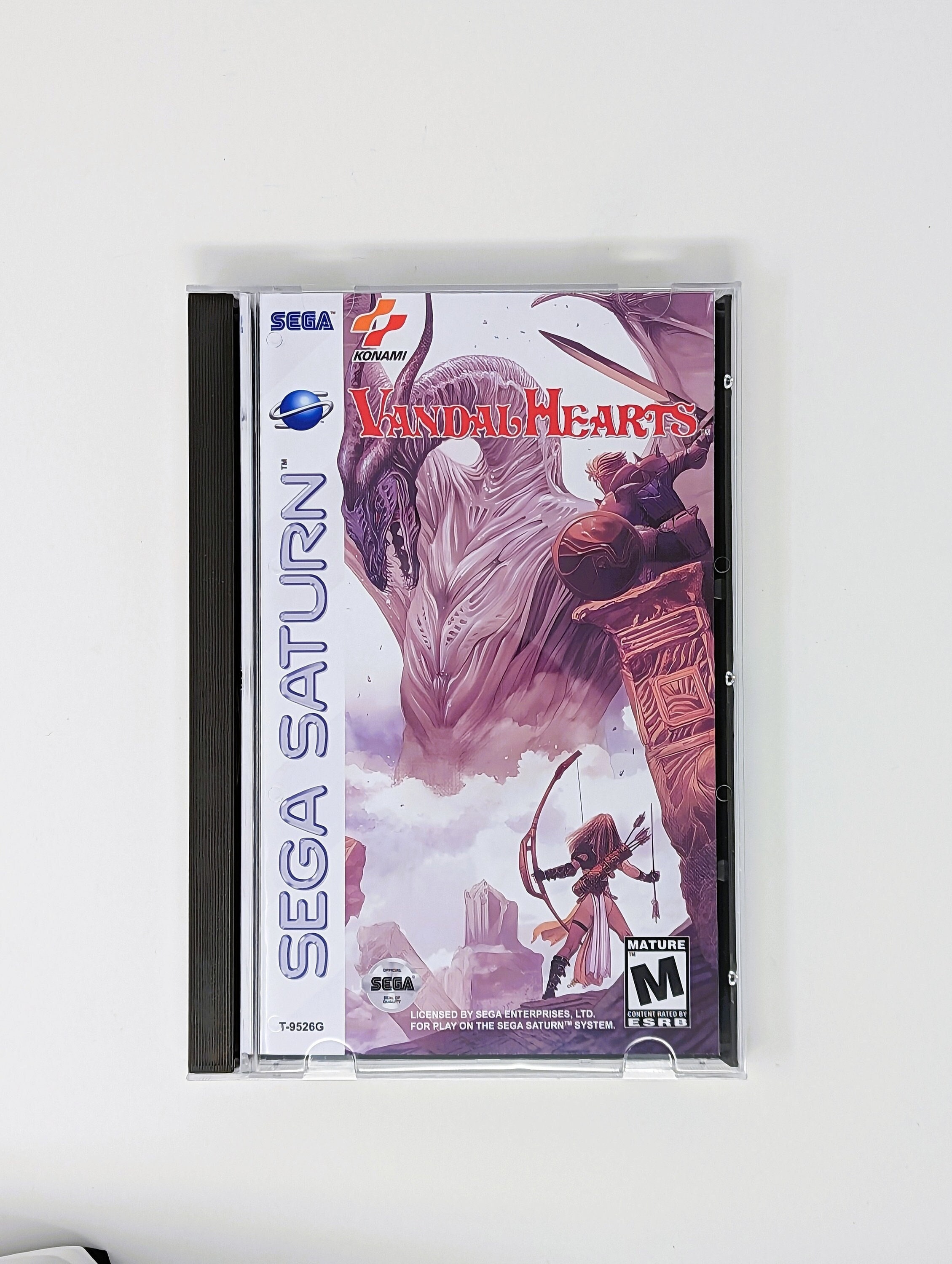 Vandal Hearts -  Sega Saturn Reproduction Game + longbox, sponge & protective case